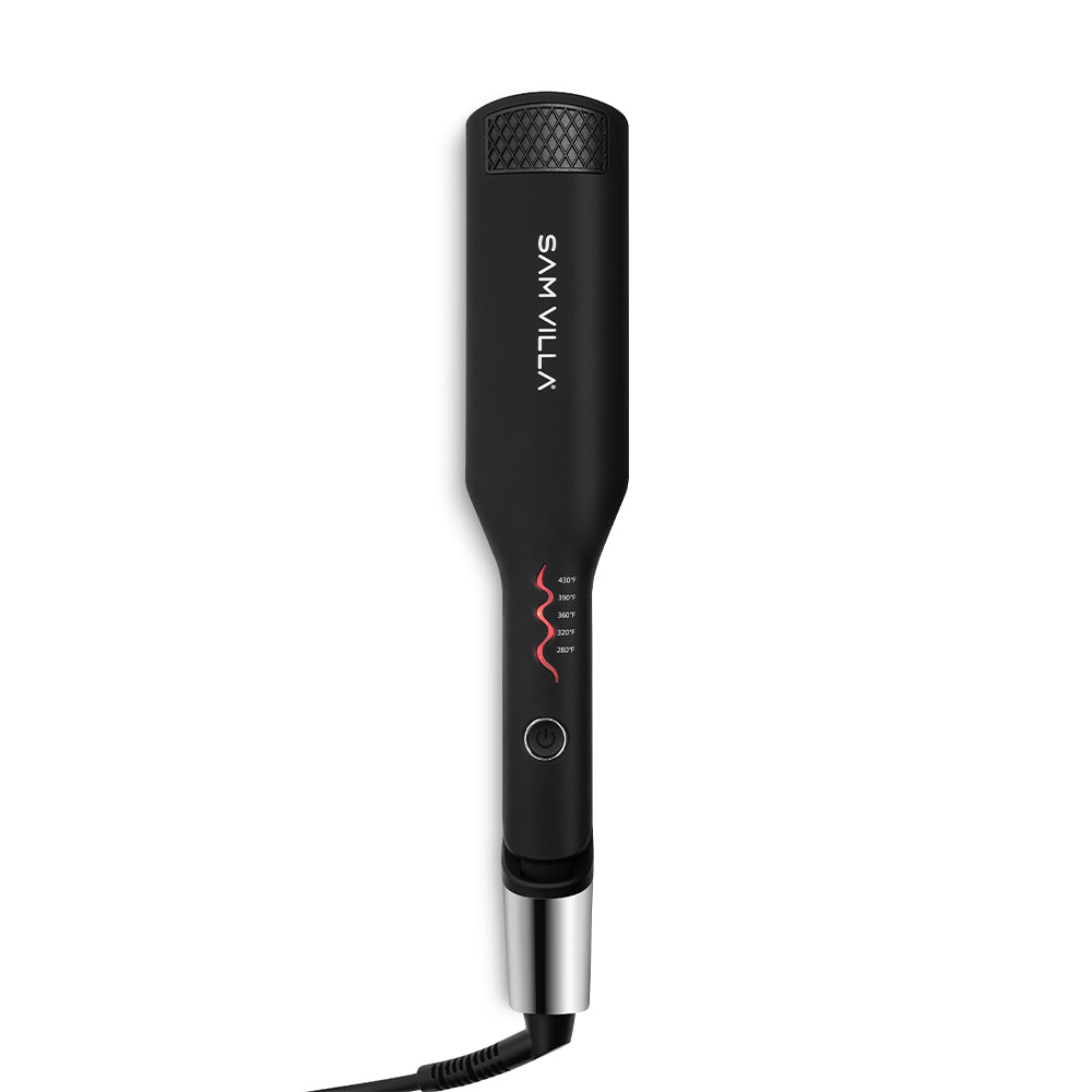 Sam Villa Pro Results Single-Waver Iron with deep ceramic-infused barrel, designed for fast, effortless styling and long-lasting, defined waves on all hair types, featuring adjustable heat settings and ergonomic handle for professional results.