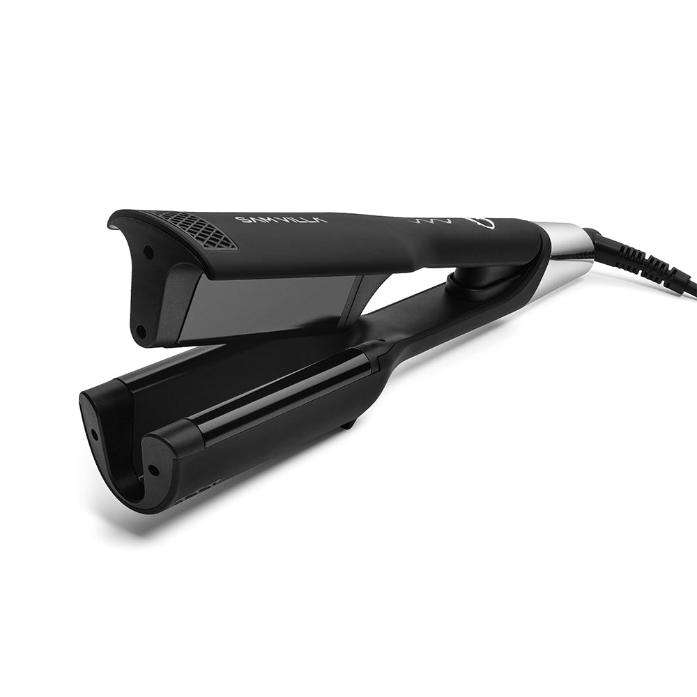 Sam Villa Pro Results Single-Waver Iron with deep ceramic-infused barrel, designed for fast, effortless styling and long-lasting, defined waves on all hair types, featuring adjustable heat settings and ergonomic handle for professional results.
