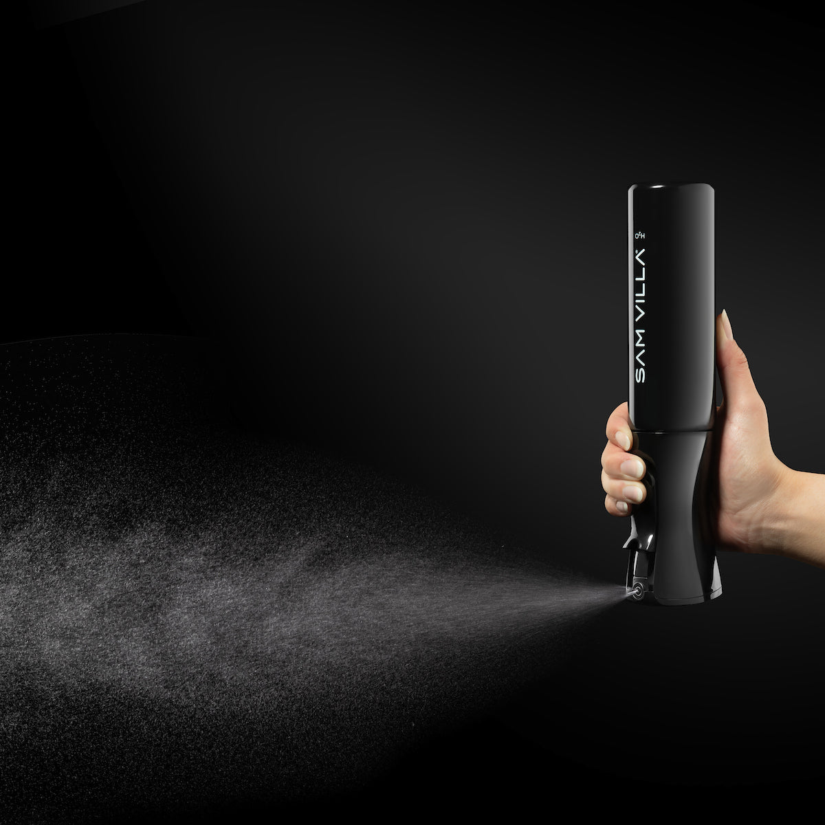 Sam Villa Continuous Mist Spray Bottle, professional salon spray bottle with fine even mist, ergonomic curved design for comfort, 360 degree spraying, prolonged continuous spray, airless technology for no contamination, large spray pattern for quick hair wetting, reduces hand fatigue, best for hairstylists and salon use