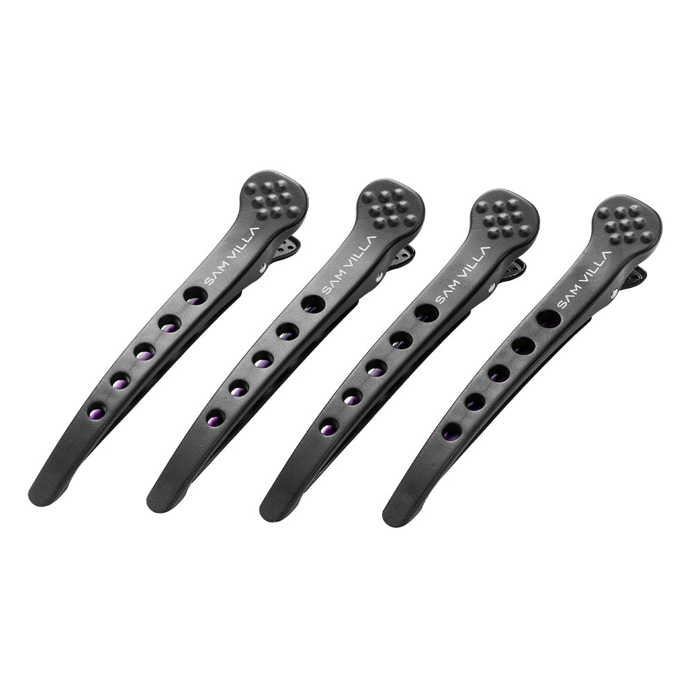 Sam Villa Dry Sectioning Clips, professional hair sectioning clips with silicone band for ultra-secure non-slip grip, no crease or marks, perfect for dry cutting, styling, and clean sectioning on all hair types including fine, coarse, and curly, essential salon-quality hair clips for stylists