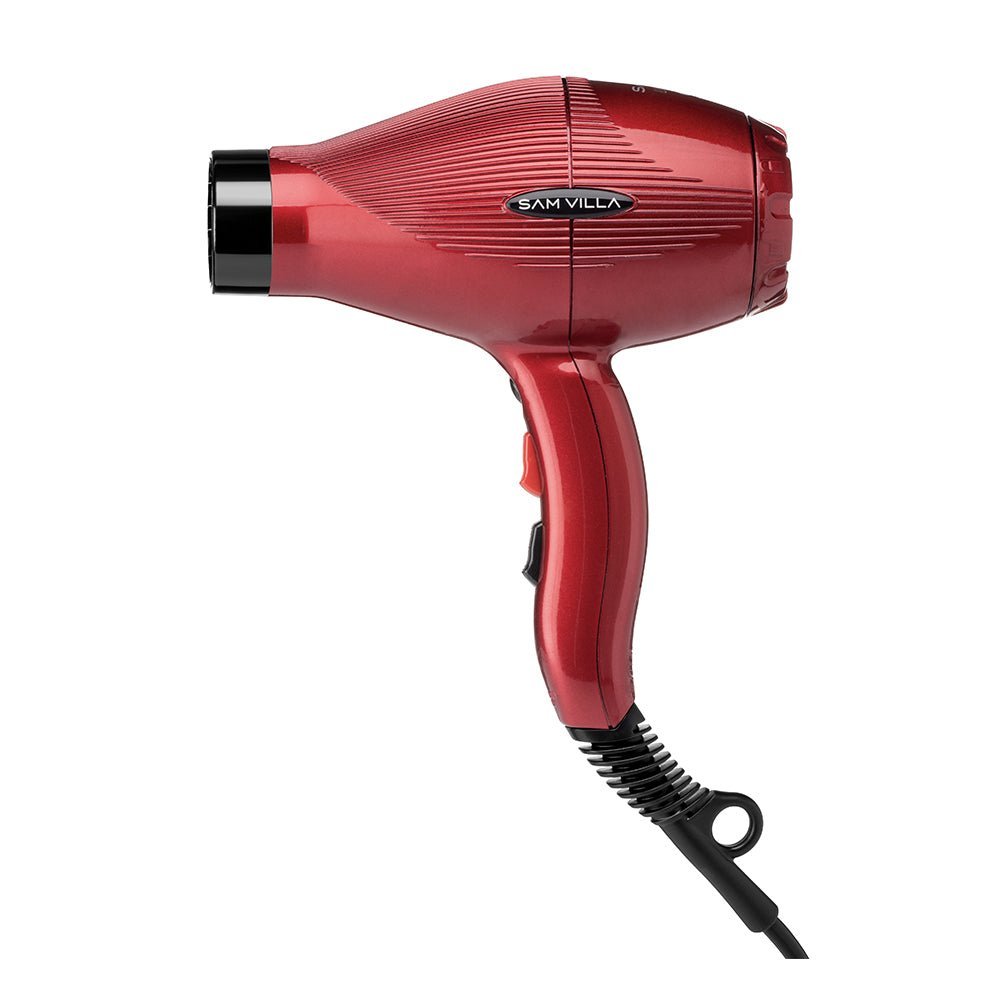 Limited edition ruby red professional lightweight, quiet pro ionic blow dryer for fast drying and frizz reduction. Salon-grade hair dryer with ergonomic design for more shine and less frizz.