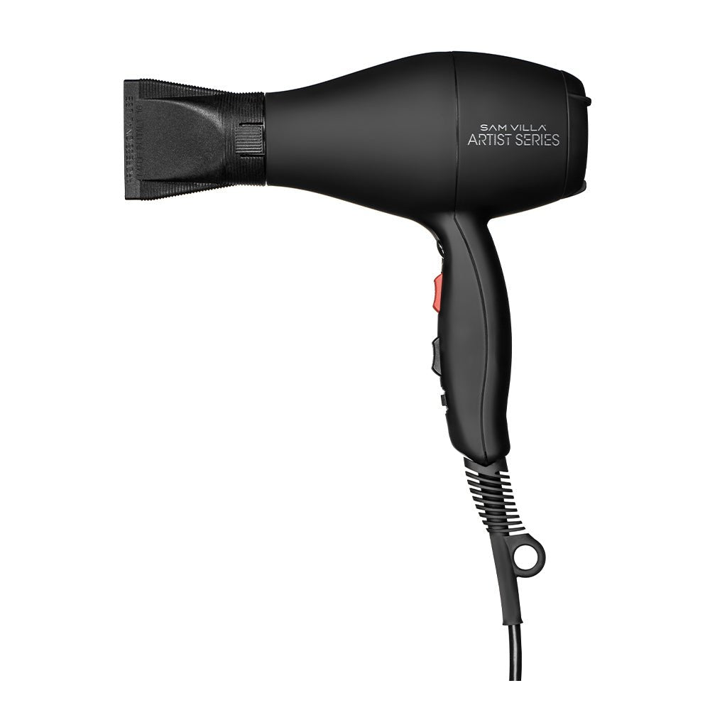 Create smooth, shiny blowouts faster with the Sam Villa Artist Series Professional Hair Dryer. Its powerful AC motor and adjustable ion technology dry hair quickly, boost shine, and reduce frizz. Ergonomic and lightweight, it’s comfortable for all-day use and ideal for all hair types