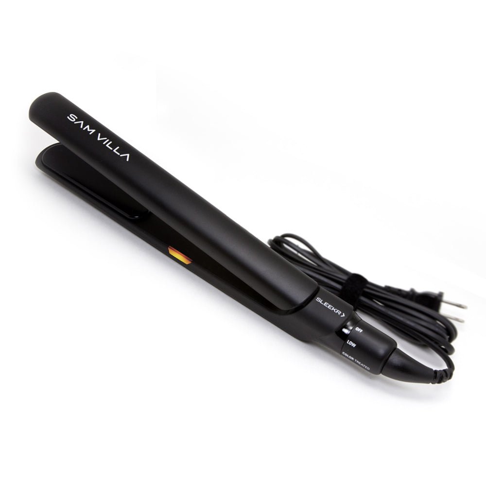 Professional ceramic straightening iron with adjustable heat settings for smooth, shiny hair. Salon-grade flat iron with floating plates, ergonomic handle, and snag-free styling