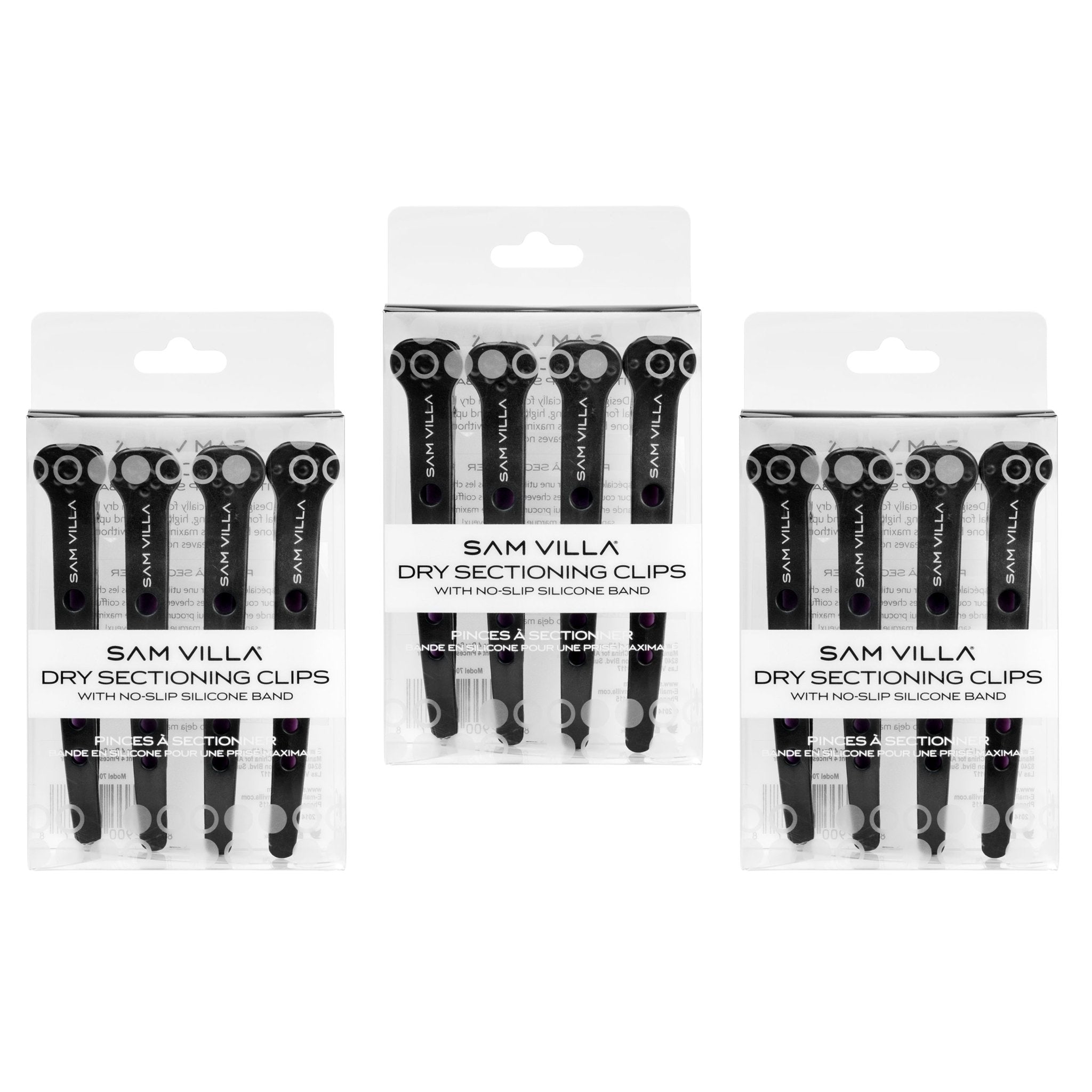 Sam Villa Dry Sectioning Clips, professional hair sectioning clips with silicone band for ultra-secure non-slip grip, no crease or marks, perfect for dry cutting, styling, and clean sectioning on all hair types including fine, coarse, and curly, essential salon-quality hair clips for stylists
