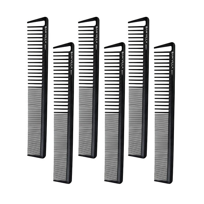 Sam Villa Signature Series Short Cutting Comb, professional heat-resistant silicone and graphite comb, seamless design for ultra-smooth glide, perfect for scissor over comb, precision detail cutting, smooth fringes and finishes, snag-free styling tool for all hair types, ergonomic and durable salon comb