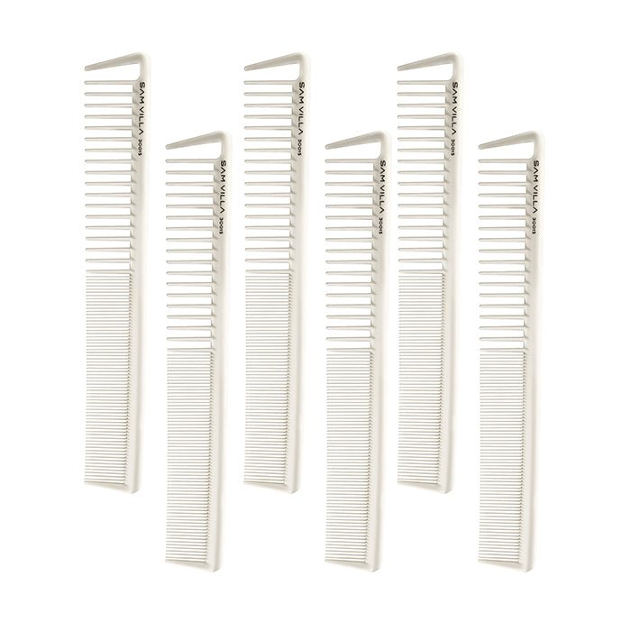 Sam Villa Signature Series Short Cutting Comb, professional heat-resistant silicone and graphite comb, seamless design for ultra-smooth glide, perfect for scissor over comb, precision detail cutting, smooth fringes and finishes, snag-free styling tool for all hair types, ergonomic and durable salon comb