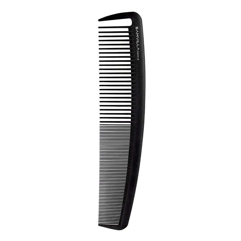 Sam Villa Signature Series Wide Cutting Comb, professional heat-resistant silicone and graphite comb, seamless design for ultra-smooth glide, perfect tension for cutting naturally curly hair, ideal for iron work, combing through curls, creating smooth finishes, snag-free styling tool for all hair types, ergonomic and durable salon comb