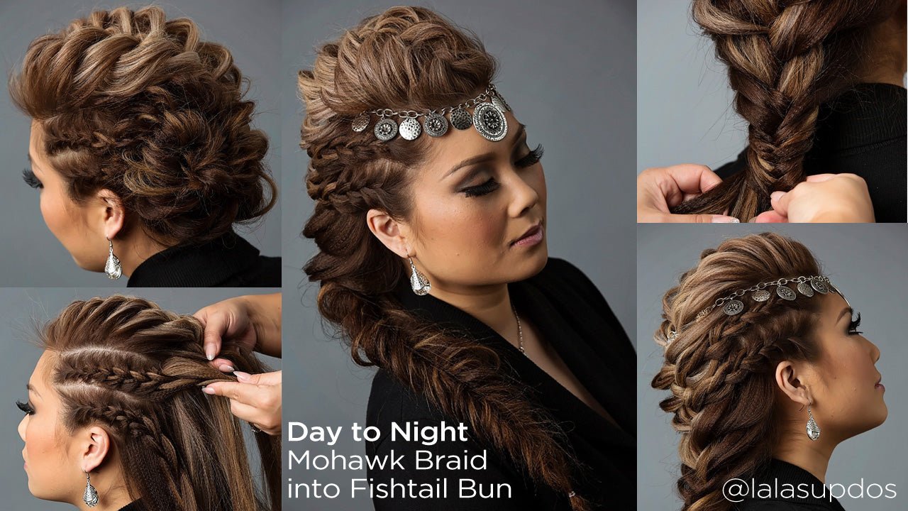 Day to Night Hairstyle | Mohawk Braid into Fishtail Bun - Sam Villa Pro