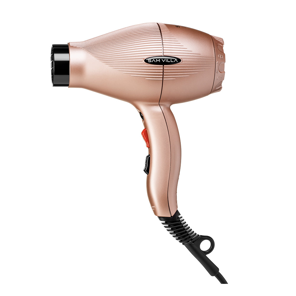 Sam Villa Pro Light Ionic Blow Dryer Rose Gold on White