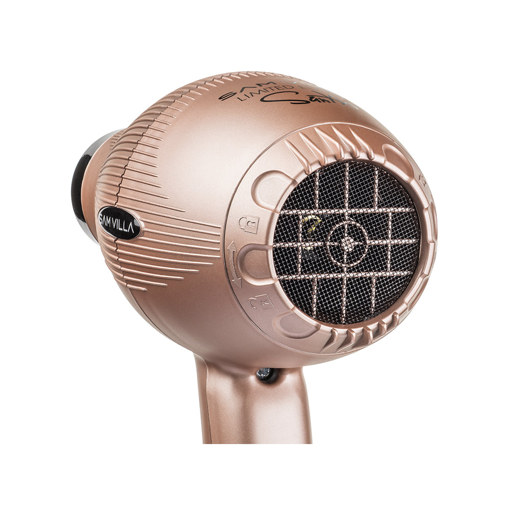 Back of Sam Villa Pro Light Ionic Blow Dryer - Rose Gold