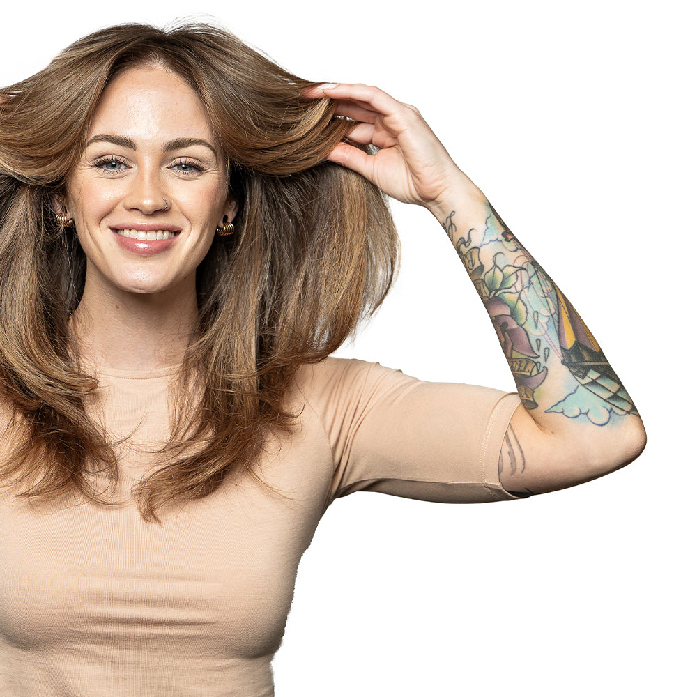 Model showing of her new layered cut.