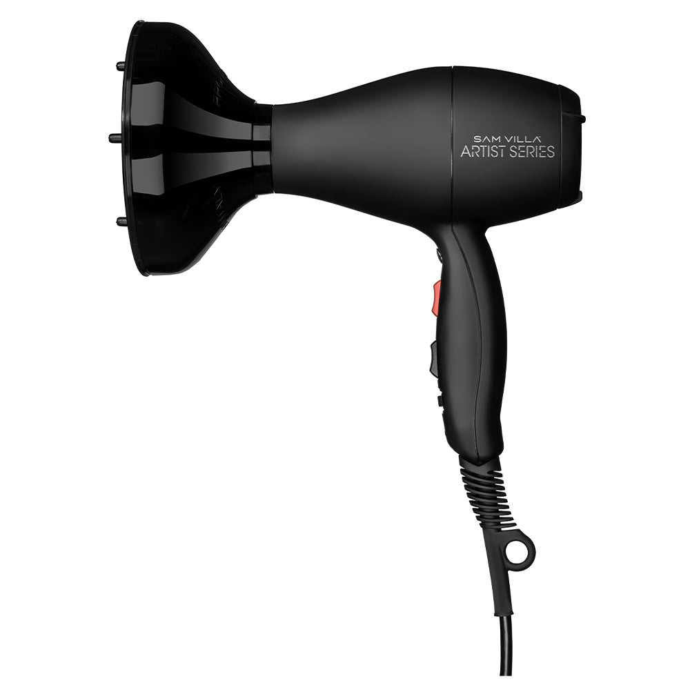 Create smooth, shiny blowouts faster with the Sam Villa Artist Series Professional Hair Dryer. Its powerful AC motor and adjustable ion technology dry hair quickly, boost shine, and reduce frizz. Ergonomic and lightweight, it’s comfortable for all-day use and ideal for all hair types