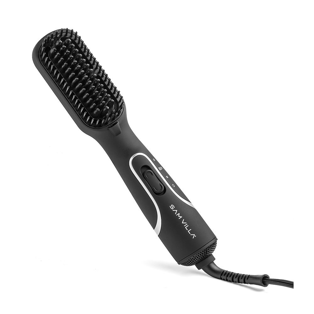 Style, smooth, and dry your hair in one step with the Sam Villa 3-in-1 Blow Dry Hot Brush. This all-in-one hot brush creates silky, shiny, frizz-free hair quickly and easily for all hair types.