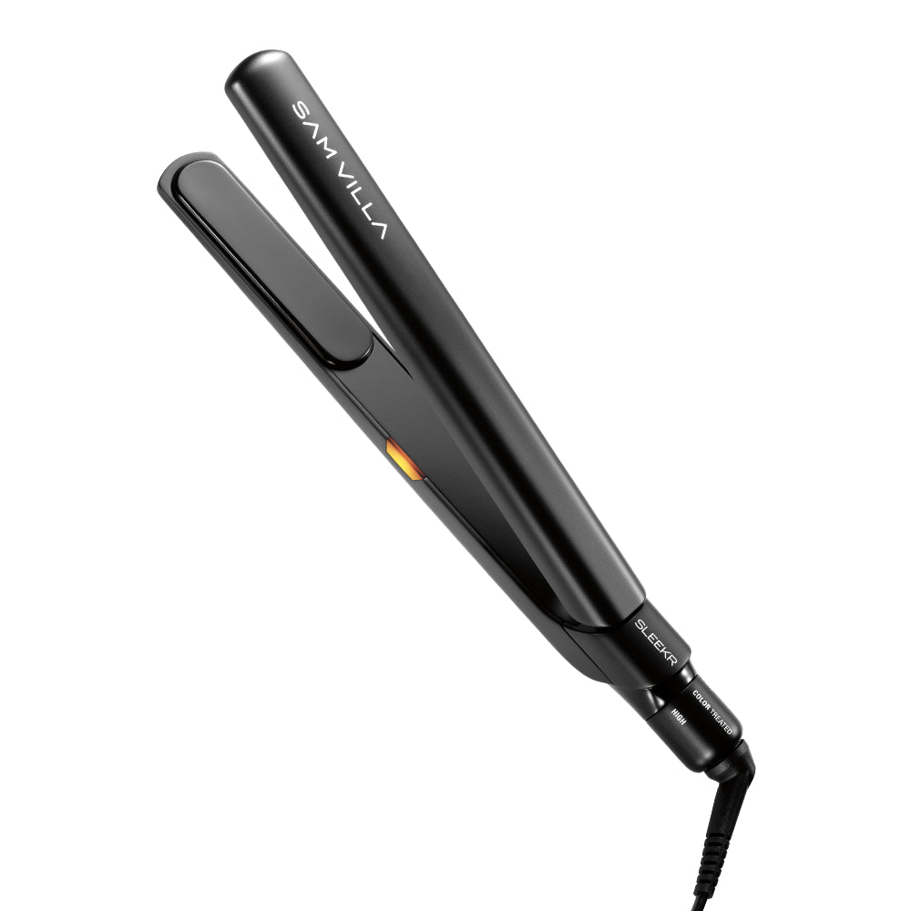 Professional ceramic straightening iron with adjustable heat settings for smooth, shiny hair. Salon-grade flat iron with floating plates, ergonomic handle, and snag-free styling