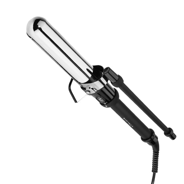 Sam Villa Artist Series 2-in-1 Marcel Iron and Wand 1.5 inch, professional curling iron for voluminous waves and shiny polished curls, convertible marcel handle and wand, extra-long barrel, best for long hair, natural movement, salon-quality styling tool, adjustable heat, smooth results