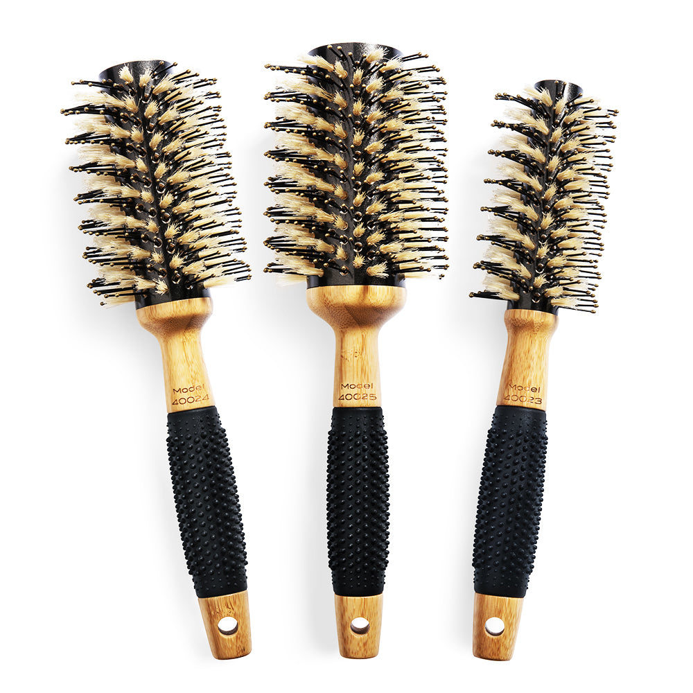 Sam Villa Artist Series Thermal Brush, professional thermal round brush with ceramic barrel and boar nylon bristles, delivers smoothing, frizz control, and glossy shine, strong grip for tension and volume, ideal for fine, thick, or coarse hair, ergonomic balanced handle, perfect for blowouts, waves, and straightening, salon-quality hair styling tool