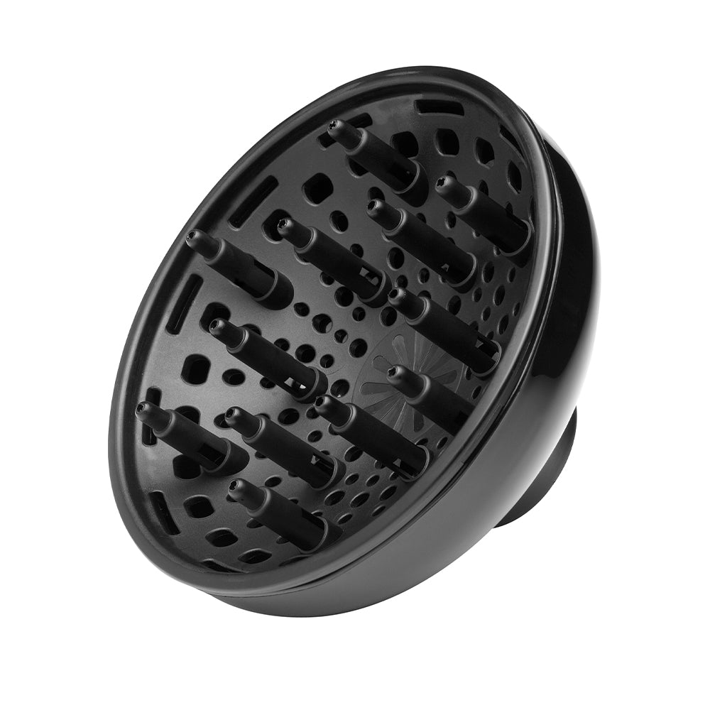 Sam Villa Deep Bowl Diffuser, professional finger diffuser attachment for Sam Villa Ionic Blow Dryer, deep bowl design for maximum airflow and dispersed heat, gently dries curls and waves, adds volume and shine, preserves natural curl pattern, reduces frizz, creates defined bouncy curls, essential hair styling tool for curly and wavy hair