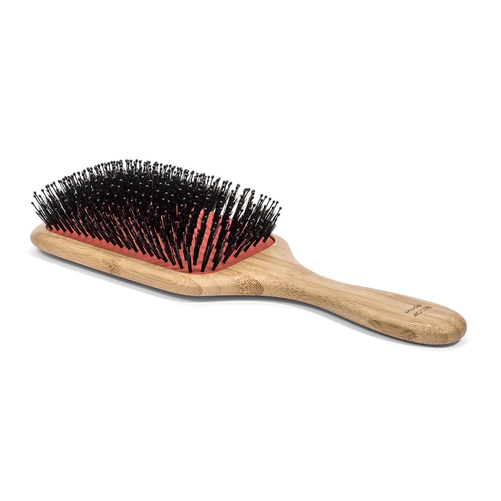 Sam Villa Artist Series Polishing Paddle Brush, professional wide paddle brush with boar and nylon bristles for smoothing, polishing, and glossy shine, penetrates long thick hair for fast blowouts, creates touchable softness and frizz-free finishes, ergonomic handle, salon-quality hair styling tool for stylists