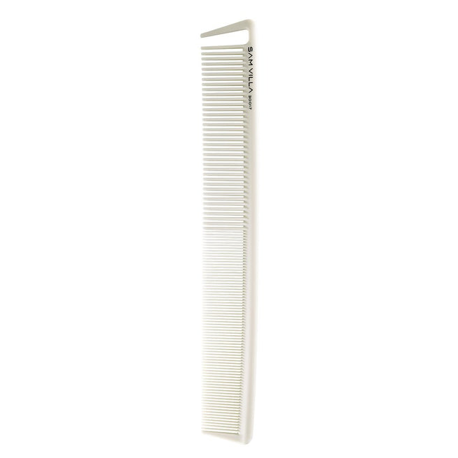 Sam Villa Signature Series Long Cutting Comb, professional heat-resistant carbon and silicone comb, seamless snag-free design for smooth glide, built-in parting pick for precise sectioning, ideal for scissor over comb and long hair cutting, durable salon styling tool, resists melting and breakage, perfect for all hair types