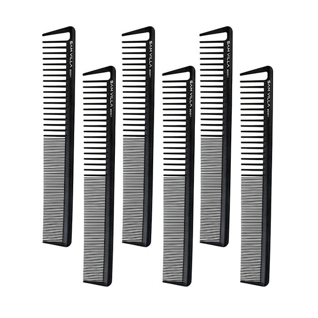 Sam Villa Signature Series Short Cutting Comb, professional heat-resistant silicone and graphite comb, seamless design for ultra-smooth glide, perfect for scissor over comb, precision detail cutting, smooth fringes and finishes, snag-free styling tool for all hair types, ergonomic and durable salon comb