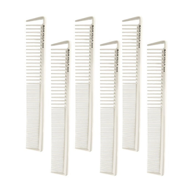 Sam Villa Signature Series Short Cutting Comb, professional heat-resistant silicone and graphite comb, seamless design for ultra-smooth glide, perfect for scissor over comb, precision detail cutting, smooth fringes and finishes, snag-free styling tool for all hair types, ergonomic and durable salon comb
