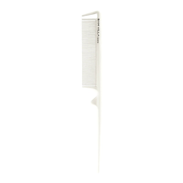 Sam Villa Signature Series Tail Comb, professional heat-resistant silicone tail comb with narrow teeth for teasing, backcombing, sectioning, and highlighting, ultra-smooth snag-free glide, precision control for foil work and updos, durable design for curling and flat ironing, ergonomic handle for comfortable styling, salon-quality hair tool for stylists