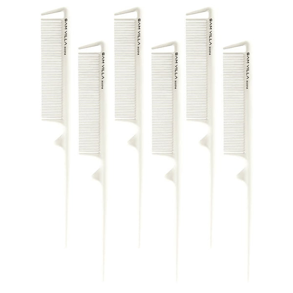 Sam Villa Signature Series Tail Comb, professional heat-resistant silicone tail comb with narrow teeth for teasing, backcombing, sectioning, and highlighting, ultra-smooth snag-free glide, precision control for foil work and updos, durable design for curling and flat ironing, ergonomic handle for comfortable styling, salon-quality hair tool for stylists