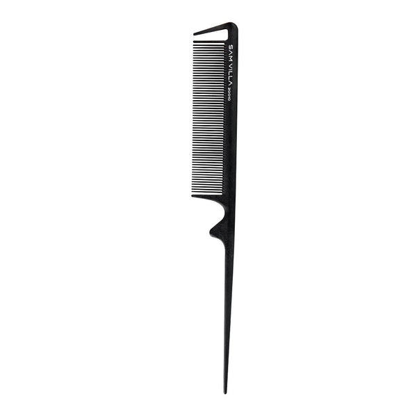 Sam Villa Signature Series Tail Comb, professional heat-resistant silicone tail comb with narrow teeth for teasing, backcombing, sectioning, and highlighting, ultra-smooth snag-free glide, precision control for foil work and updos, durable design for curling and flat ironing, ergonomic handle for comfortable styling, salon-quality hair tool for stylists